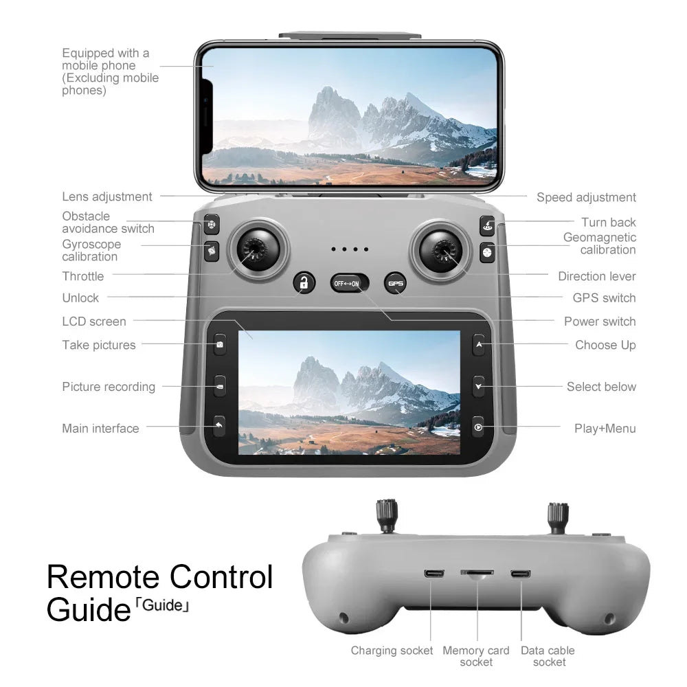 Lenovo V198MAX GPS Drone 8K Professional Camera Aerial FPV Brush Laser Obstacle with Large Screen Remote Control Folding Dron