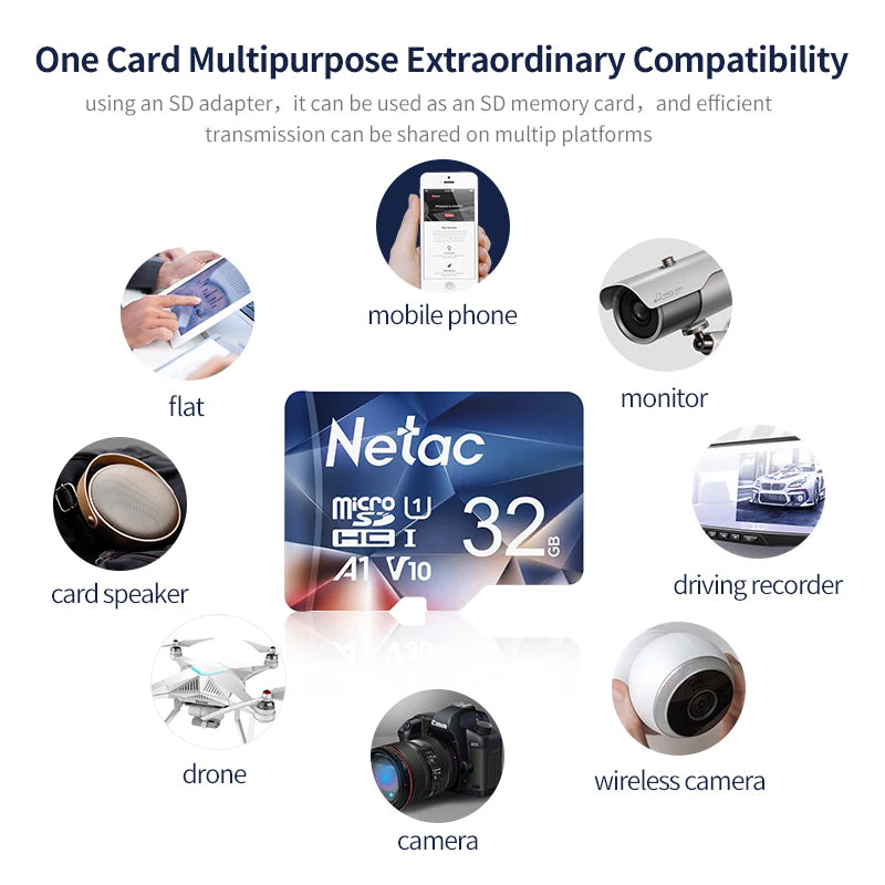 Netac A1 Memory Card 64GB 32GB 16GB Microsd TF SD Card Class10 UHS-1 Flash Card Memory 32 GB Micro SD Card