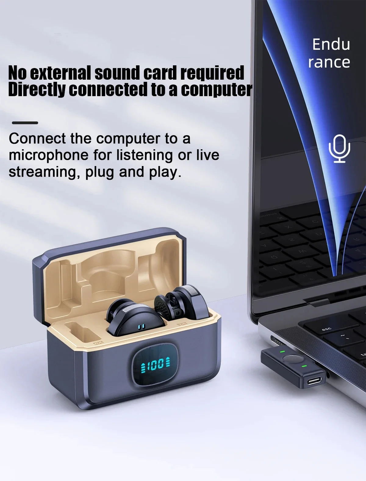 Lavalier Microphone 2.4GHz Wireless Microphone Magnetic Suction Microphone with Charging Case for Video Recording Plug and Play