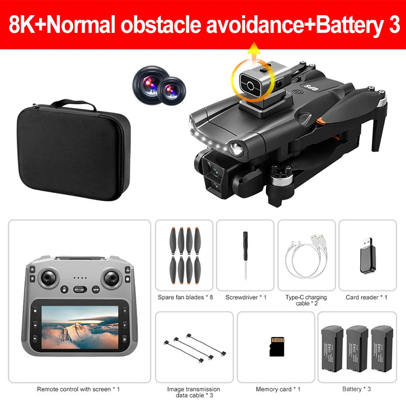 Lenovo V198MAX GPS Drone 8K Professional Camera Aerial FPV Brush Laser Obstacle with Large Screen Remote Control Folding Dron
