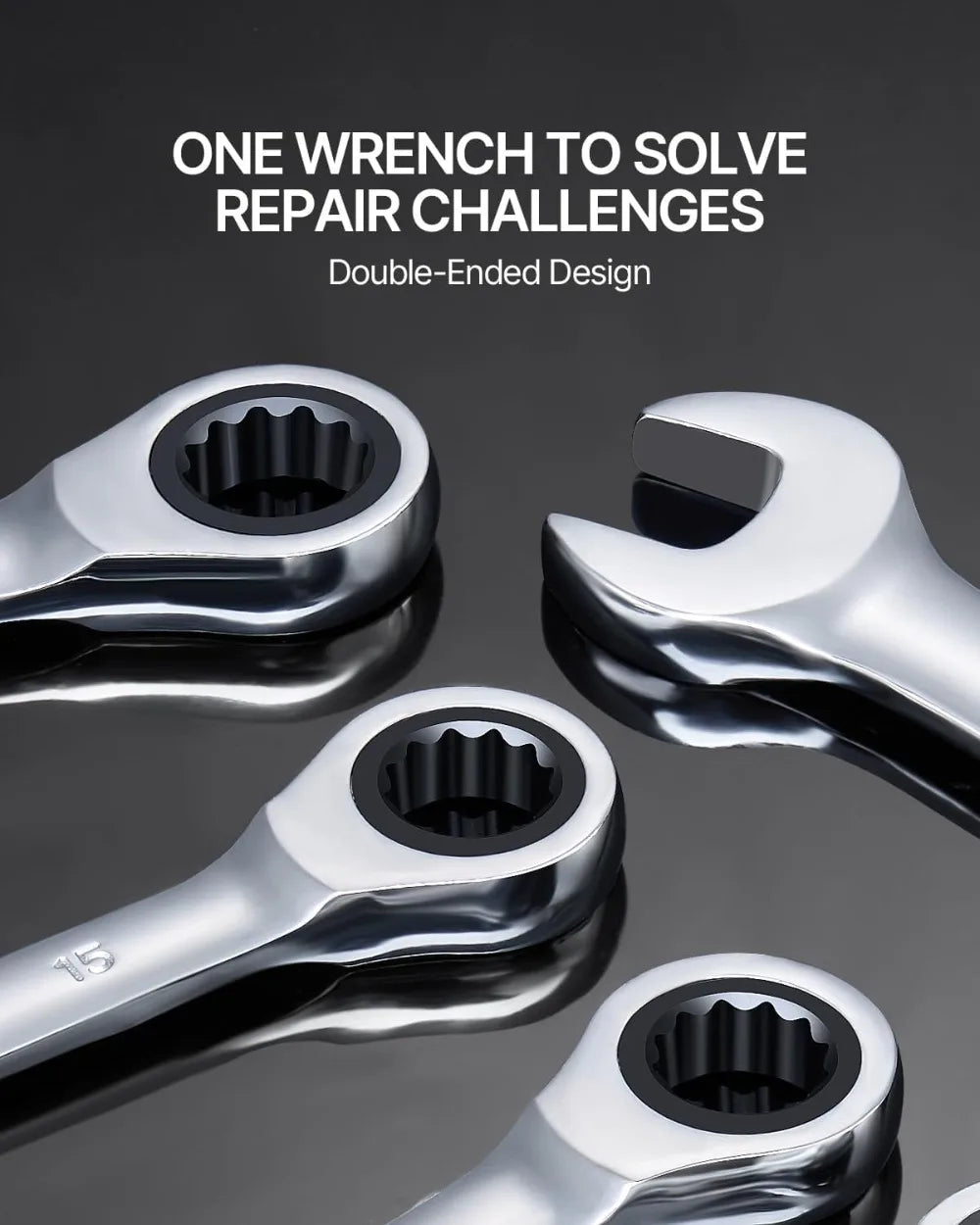 30-Piece Ratcheting Wrench Set with Organizer, Cr-V Steel SAE 1/4" to 1", Metric 8-24mm for Household, Garage, Workshop