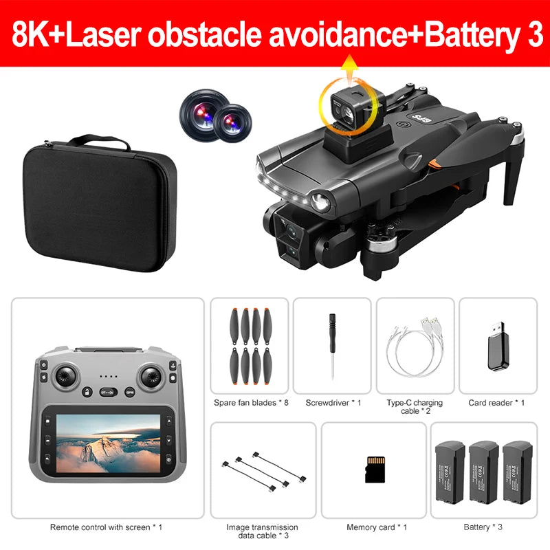 Lenovo V198MAX GPS Drone 8K Professional Camera Aerial FPV Brush Laser Obstacle with Large Screen Remote Control Folding Dron