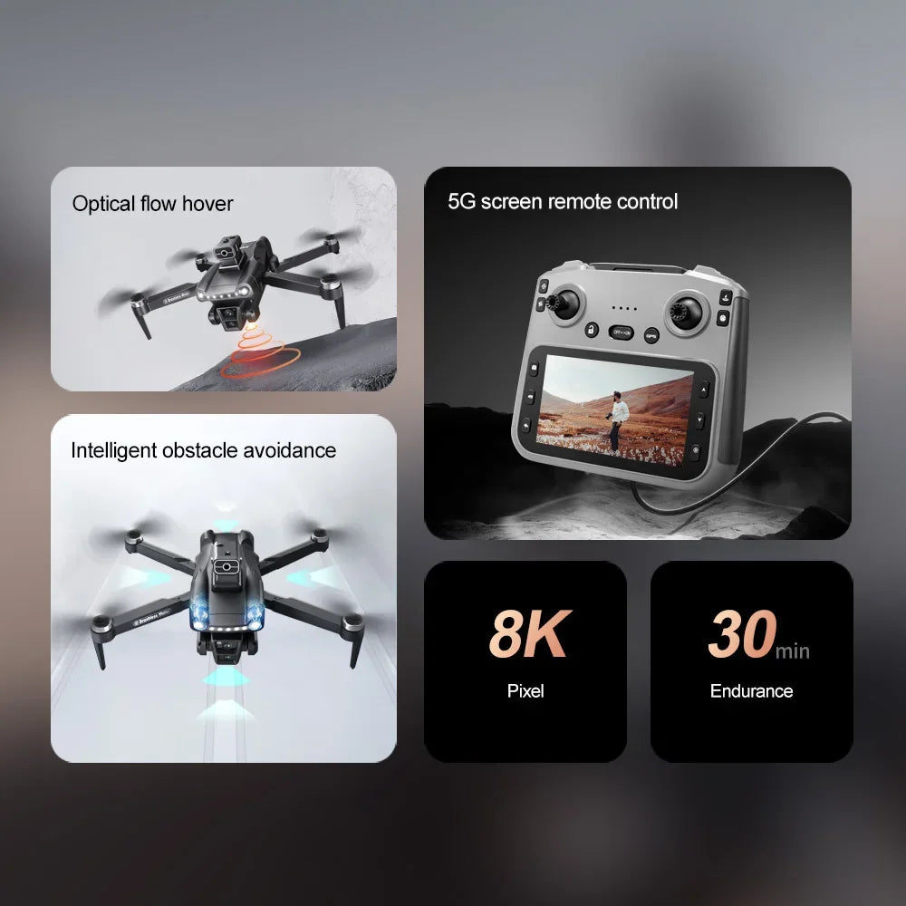 Lenovo V198MAX GPS Drone 8K Professional Camera Aerial FPV Brush Laser Obstacle with Large Screen Remote Control Folding Dron