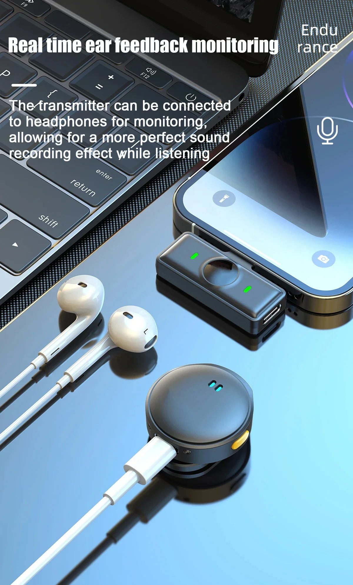 Lavalier Microphone 2.4GHz Wireless Microphone Magnetic Suction Microphone with Charging Case for Video Recording Plug and Play